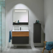 Burgbad Fiumo Комплект подвесной мебели 82х49х61см, с раковиной на 1 отв., ручки черные матовые, цвет: Tectona Dekor Zimt / Graphit Softmatt. SFXN082F3958FOT52G0200C0001*1