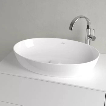 VilleroyBoch Artis Раковина 61х42х12.5см., накладная, без отв., без перелива, TitanCeram, цвет: альпийский белый. 41986101-3