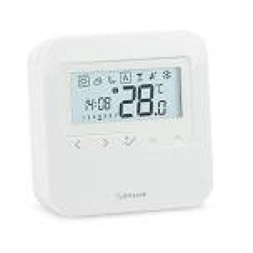 Терморегулятор, беспроводной, программируемый (с терморегулятора и через приложение), с экраном и сенсорным кнопками, накладной, с возможностью подключения выносного датчика, белый