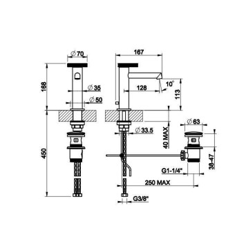 Gessi Anello Смеситель для раковины с донным клапаном и соединительными шлангами, цвет: хром-1