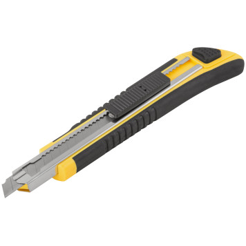 Нож технический 9 мм усиленный прорезиненный, кассета 3 лезвия-1