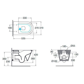 Azzurra Forma Унитаз подвесной 54х37см, TORNADO бесшумный, цвет: белый-1