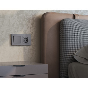 Накладка для розетки с заземлением и со шторками и 2хUSB type С Ambrella Volt ALFA AP5105-1