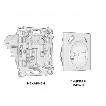Розетка с заземлением и 2хUSB type A и C, без рамки Ambrella Volt Quant MA130010-3