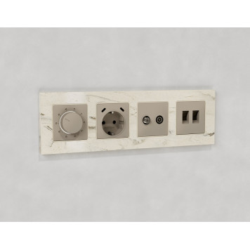 Розетка двойная Ethernet RJ-45 и со шторками, без рамки Ambrella Volt ALFA MA372110-1