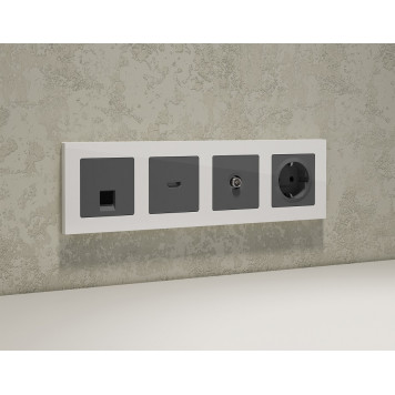 Розетка Ethernet RJ-45 и со шторками, без рамки Ambrella Volt ALFA MA662005-1