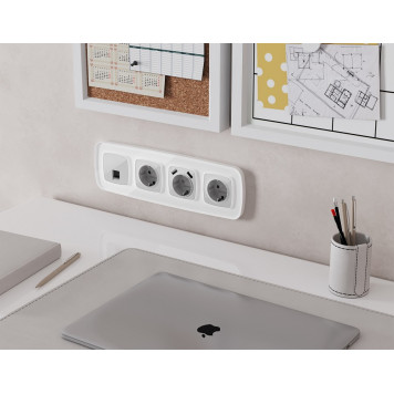 Розетка Ethernet RJ-45 и со шторками, без рамки Ambrella Volt OMEGA MO412005-1