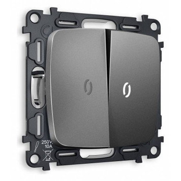 Выключатель двухклавишный с подсветкой без рамки Ambrella Volt Quant MO654015