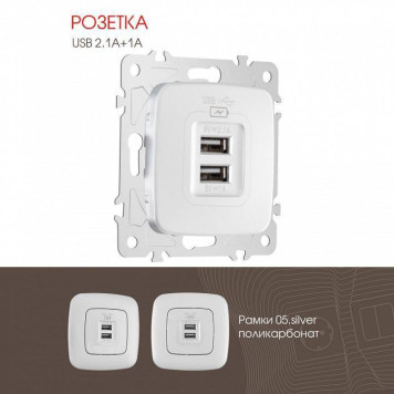 Розетка USB, без рамки Arte Milano am-205 205.46-1.silver-1