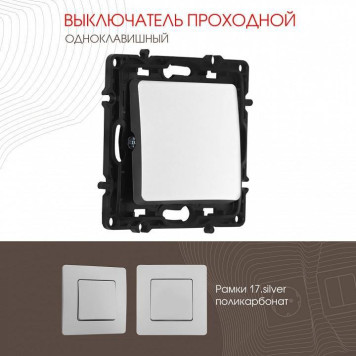 Выключатель проходной одноклавишный без рамки Arte Milano 217 217.32-1.silver-1