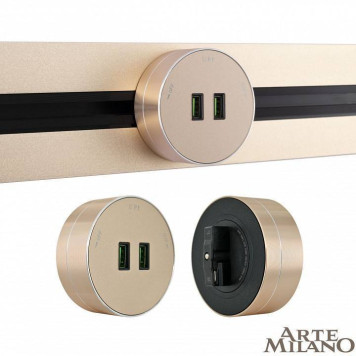 Розетка 2xUSB на треке Arte Milano Am-track-sockets 380011TS/USBx2 Gold-3