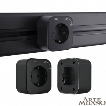 Розетка с заземлением на треке Arte Milano Am-track-sockets 380022TS/ES Black-5