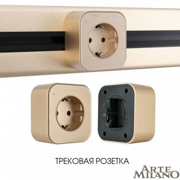 Розетка с заземлением на треке Arte Milano Am-track-sockets 380022TS/ES Gold-4