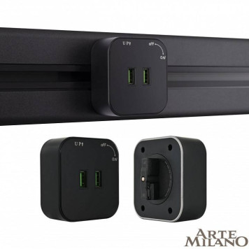 Розетка 2xUSB на треке Arte Milano Am-track-sockets 380022TS/USBx2 Black-5