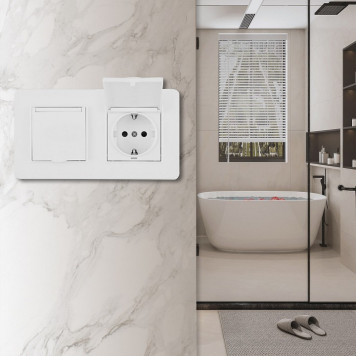 Розетка с заземлением и шторкой, с крышкой Arte Milano SET16-2 SET16-2-41-1x2 white-1