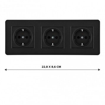 Розетка с заземлением и со шторкой Arte Milano SET16-3 SET16-3-40-1x3 black-1