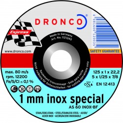 Абразивный отрезной диск Dronco AS 60 INOX 100х1 мм для резки нержавеющей стали (1101240)
