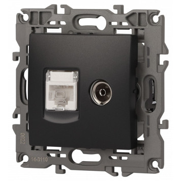 ТВ-розетка и розетка Ethernet RJ-45 без рамки Эра Эра Elegance 14-3110-05-3