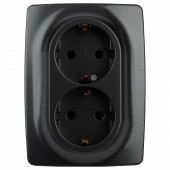 Розетка двойная с заземлением и со шторкой Эра Эра 12 12-2108-05