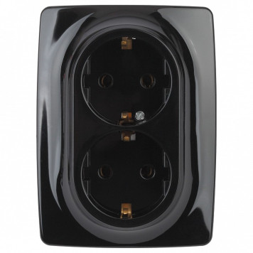 Розетка двойная с заземлением и со шторкой Эра Эра 12 12-2108-06