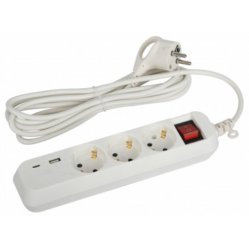 Удлинитель с выключателем Эра UB-3es-3m-USB