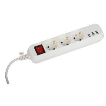 Удлинитель с выключателем Эра U-3es-3m-USB-2