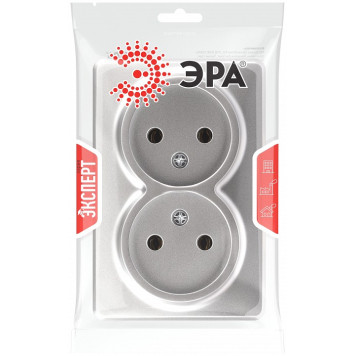 Розетка двойная без заземления Эра Эра Эксперт 11-2202-03-3