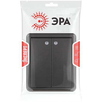 Выключатель двухклавишный с подсветкой Эра Эра Эксперт 11-1205-05-3