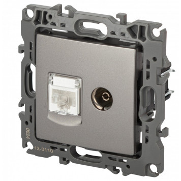 ТВ-розетка и розетка Ethernet RJ-45 без рамки Эра Эра 12 12-3110-16-1