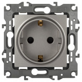 Розетка с заземлением и со шторкой, без рамки Эра Эра 12 12-2102-16