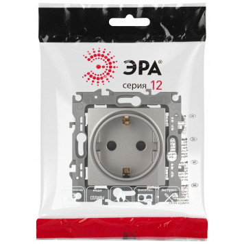 Розетка с заземлением и со шторкой, без рамки Эра Эра 12 12-2102-16-3