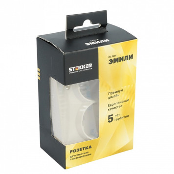 Розетка двойная с заземлением и со шторкой, без рамки Stekker RST16-5114-08 49908-2