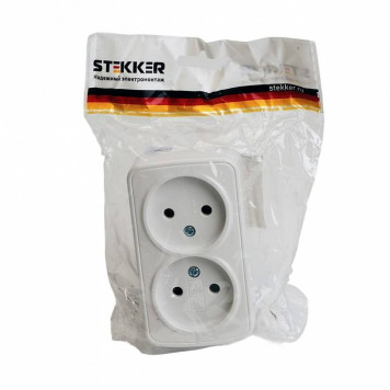 Розетка двойная без заземления Stekker Basic 50075-8