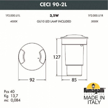 Встраиваемый в дорогу светильник Fumagalli Ceci 1F2.000.000.LXU1L-2