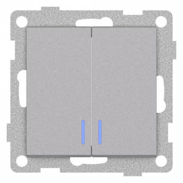 Выключатель двухклавишный с подсветкой без рамки Gusi Electric UGRA С11В28-004