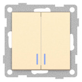 Выключатель двухклавишный с подсветкой без рамки Gusi Electric UGRA С11В28-027