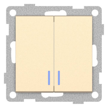 Выключатель двухклавишный с подсветкой без рамки Gusi Electric UGRA С11В28-027