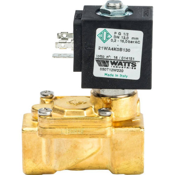 Соленоидный клапан Watts 850Т (850T12W220) для систем водоснабжения 1/2 230V Н.З. (10023639)-1