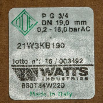 Соленоидный клапан Watts 850Т (850T34W220) для систем водоснабжения 3/4 230V Н.З. (10023642)-6