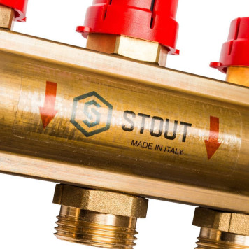 Распределительный коллектор STOUT из латуни с расходомерами на 9 выходов.-6