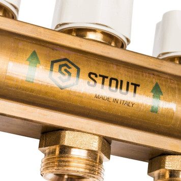 Распределительный коллектор STOUT из латуни с расходомерами на 9 выходов.-7