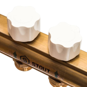 Распределительный коллектор STOUT из латуни с расходомерами 10 вых.-5