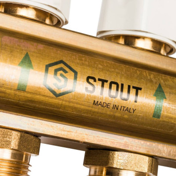 Распределительный коллектор STOUT из латуни с расходомерами 10 вых.-7