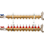 Распределительный коллектор из латуни с расходомерами STOUT 11 выходов (SMB 0473 000011)
