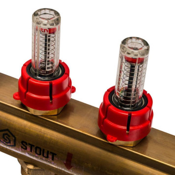 Распределительный коллектор STOUT с расходомерами 11 выходов из латуни.-4