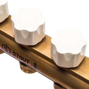 Распределительный коллектор STOUT с расходомерами 11 выходов из латуни.-5