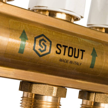 Распределительный коллектор STOUT с расходомерами 11 выходов из латуни.-7