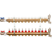 Распределительный коллектор из латуни с расходомерами STOUT 12 выходов (SMB 0473 000012)