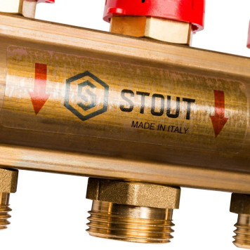 Распределительный коллектор STOUT из латуни с расходомерами на 12 выходов-6