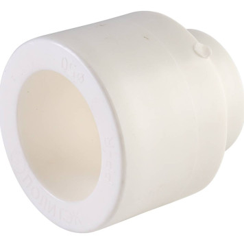 Переходная муфта Политэк 50х25 для сварки полипропиленовых труб (белая)-1